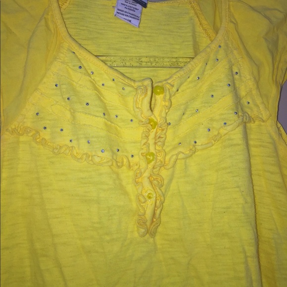 🛍🌼Route 66 Children’s Yellow Rhinestone Top🌼 - Picture 2 of 5